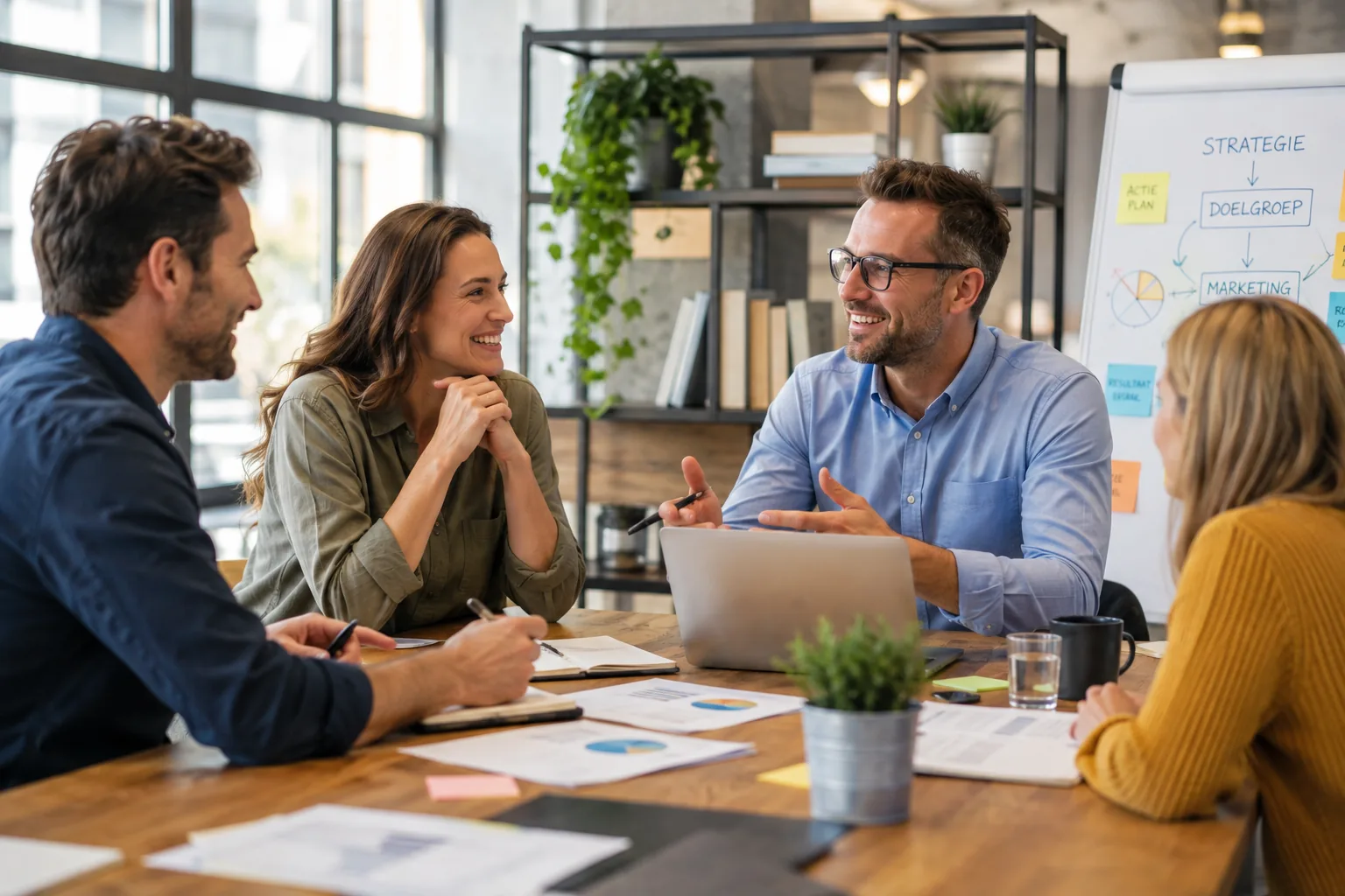collega's rond tafel overleg bedrijf