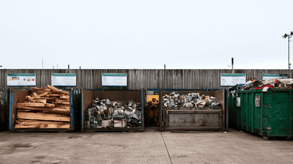 gescheiden afvalstromen in containers