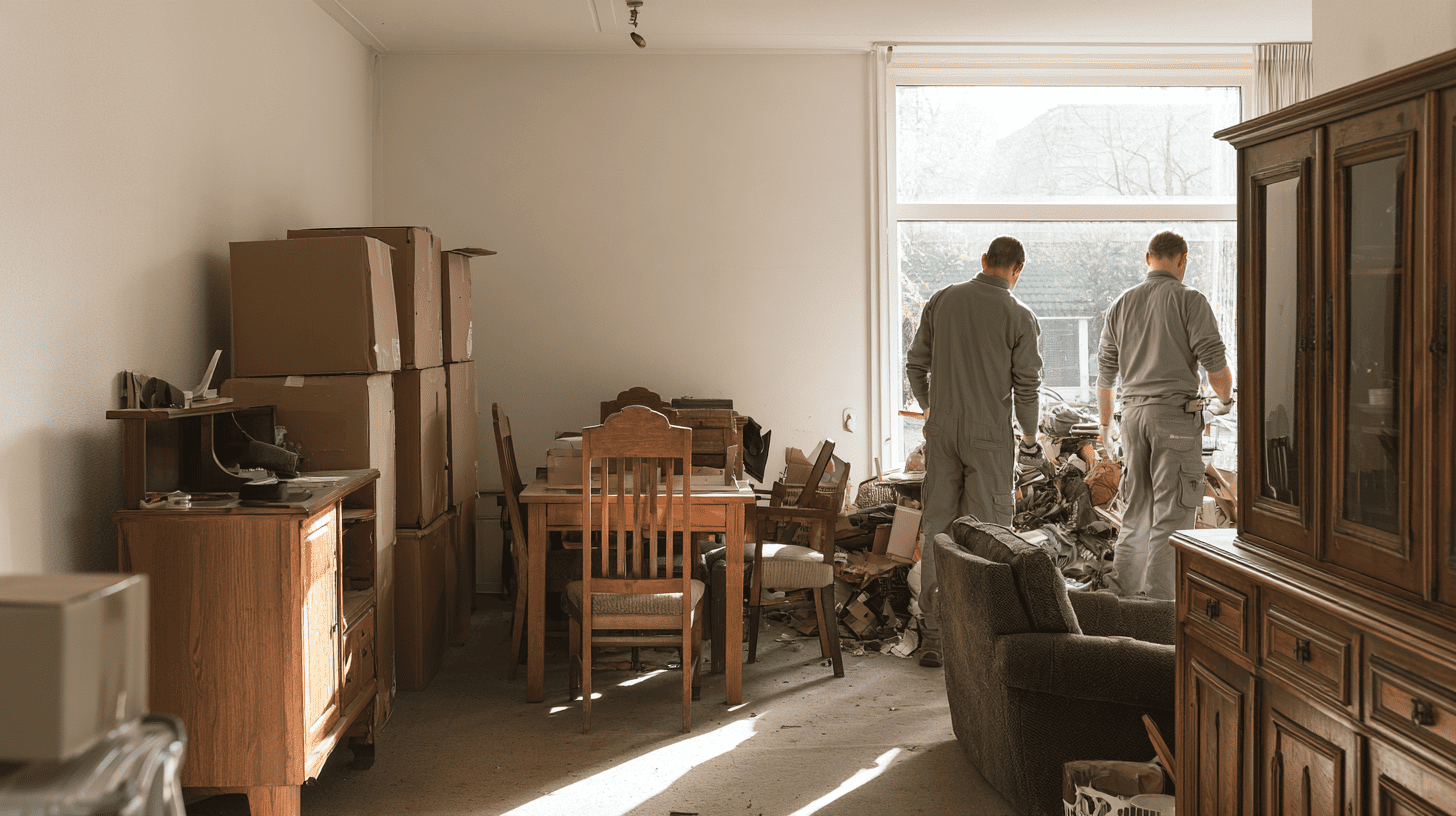 meubels sorteren in half leeggeruimde woonkamer